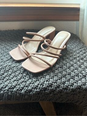 Target Nude Pink Strappy Square-Toe Block Heel Sandals
